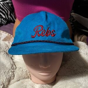 Ovi Blue Corduroy Hat with Red Embroidery
